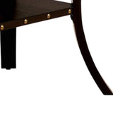 Benjara Transitional Wooden Dining Table with Nailhead Trim and Open Shelf,