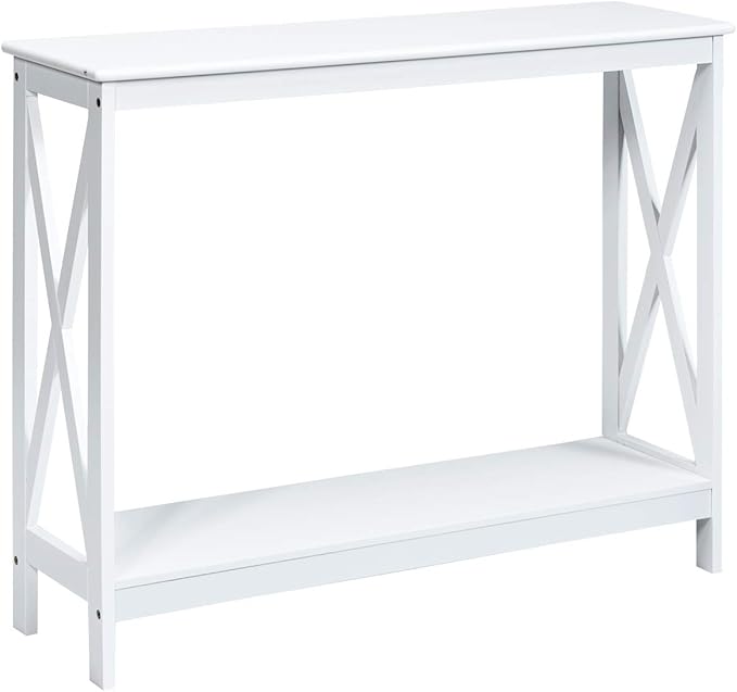 Console Table 2-Tier with Storage Shelf,X-Design Bookshelf Narrow Accent Table