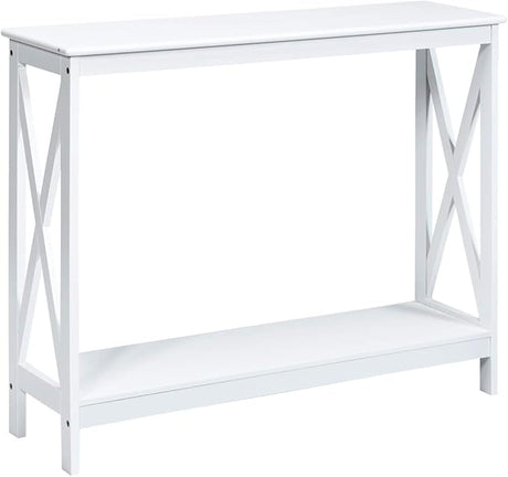 Console Table 2-Tier with Storage Shelf,X-Design Bookshelf Narrow Accent Table