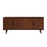 Genia Mid-Century Modern Solid Wood Stand for TVs up to 65 Inches, Walnut