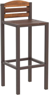 Milos Acacia Barstools, 2-Pcs Set, Dark Brown / Rustic Metal