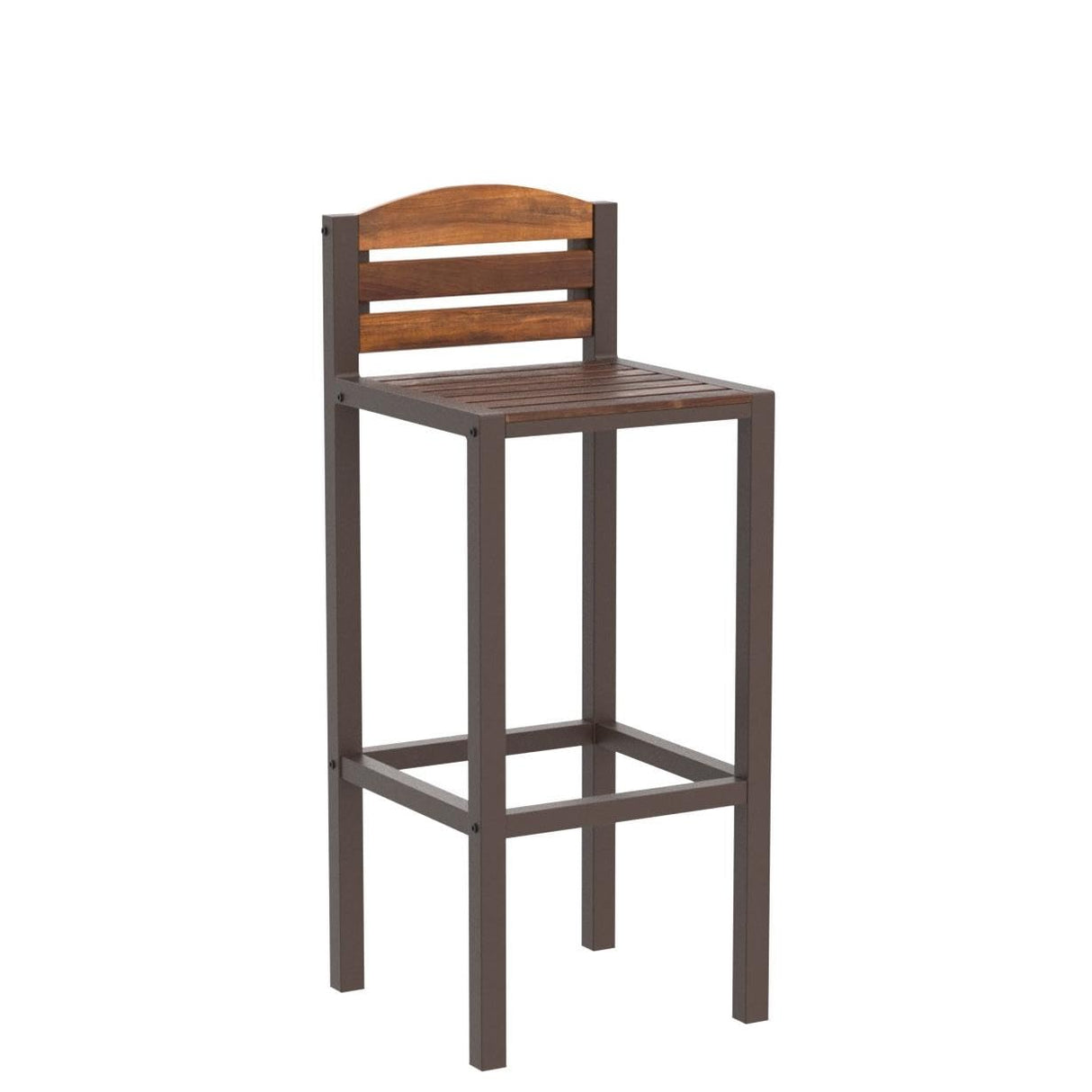 Milos Acacia Barstools, 2-Pcs Set, Dark Brown / Rustic Metal