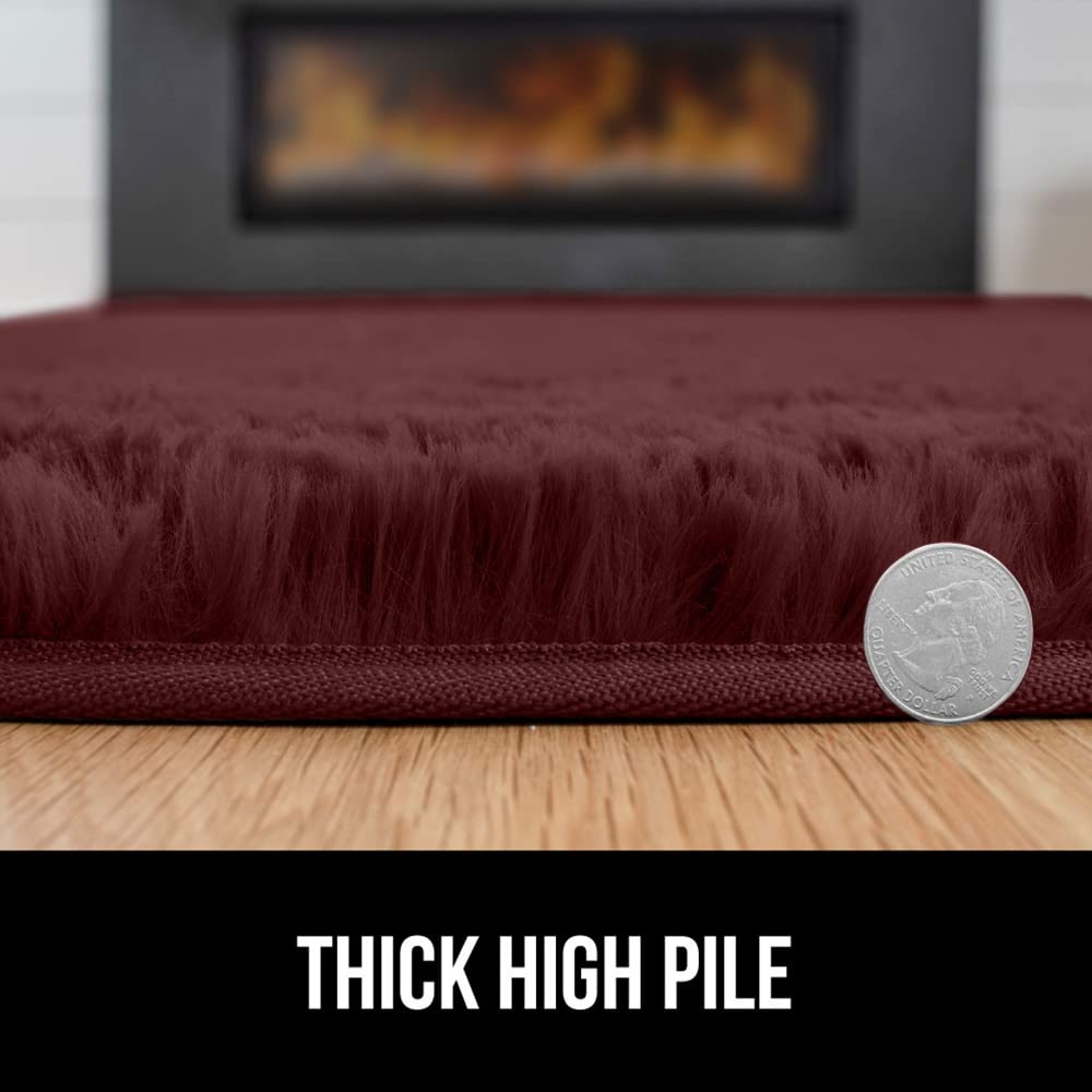 Soft Faux Fur Area Rug, Washable, Shed and Fade Resistant, Grip Dots