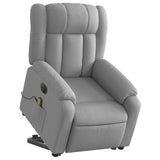 Electric Massage Recliner Chair - Power Lift, Motorized Footrest/Backrest, Vibration Massage, Plush Fabric Seating, Light Gray