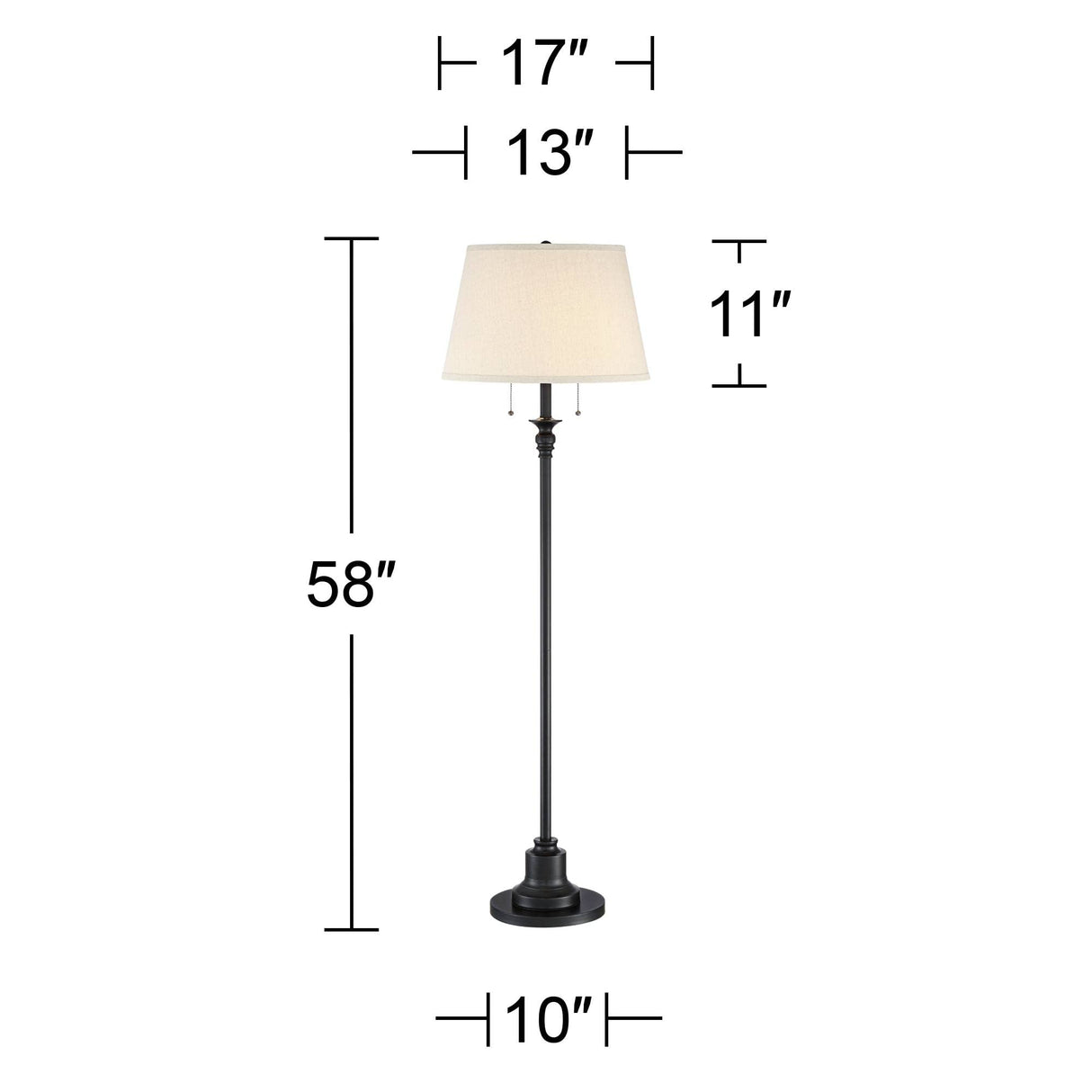 Spenser Traditional Floor Lamp Standing Exquisite 58" Tall Oiled Bronze Brown Metal Thin