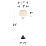 Spenser Traditional Floor Lamp Standing Exquisite 58" Tall Oiled Bronze Brown Metal Thin