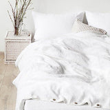 100% Linen Duvet Cover Set, 3 Pieces Belgian Flax Breathable Bedding, 1 Comforter
