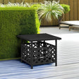 Yaheetech Outdoor Side Table with Umbrella Hole, Outdoor Table Base Metal Patio Side Table Coffee Table End Table for Garden, Pool, Deck - Bircata