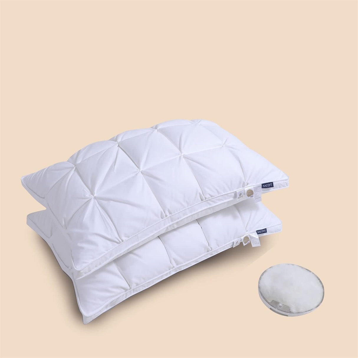 Nacove Heavenly Dreams Goose Down Pillow- Premium Quality Pillow - Breathable, Naturally Soft for - Sleep in Ultimate Comfort - King - 20 * 36"(Free PillowCase)
