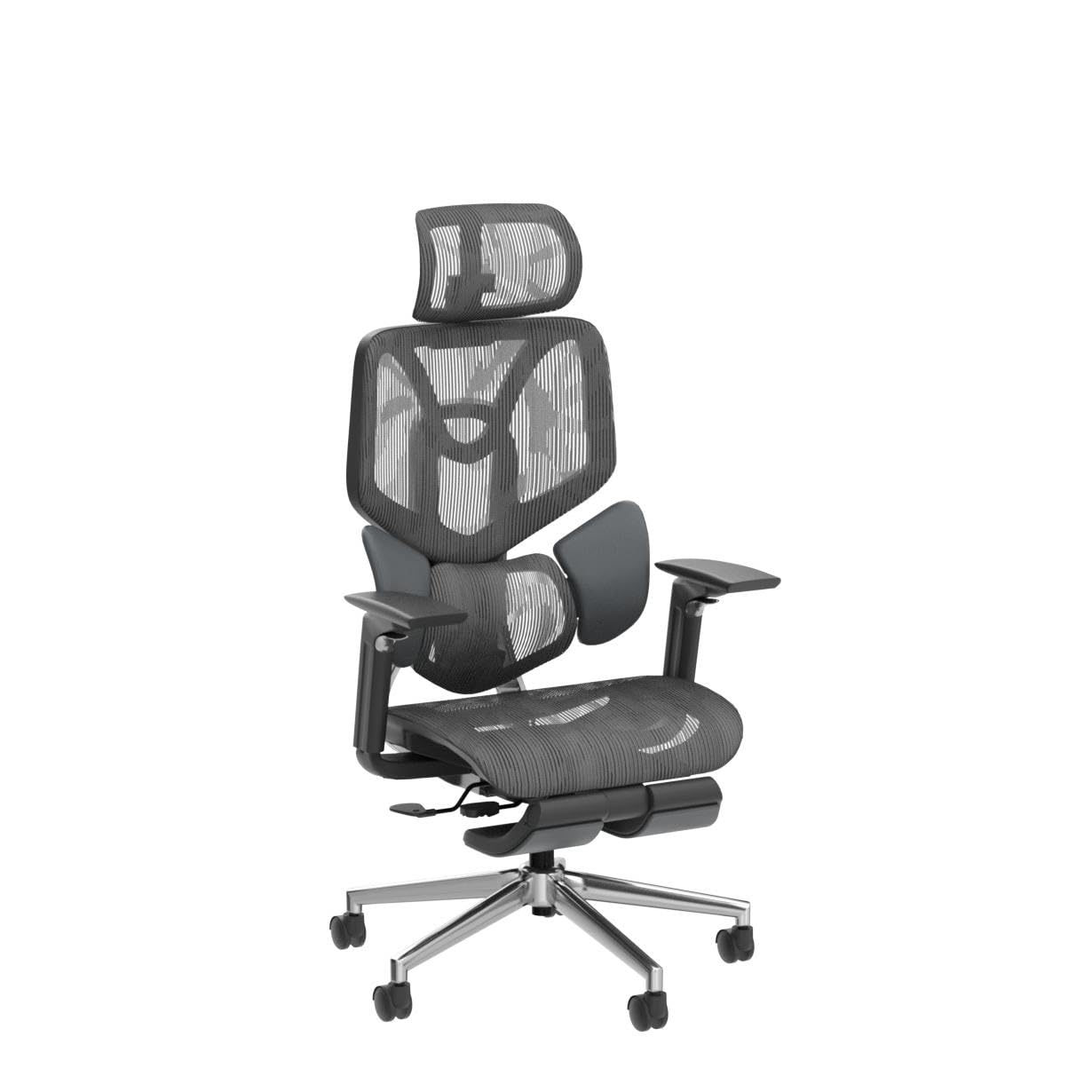 Office Chair with Elastic Adaptive Lumbar Support, High Back Office Chair with High-Density Mesh, Backrest Height Adjustable Desk Chair with 3D Armrests and Footrest, Black