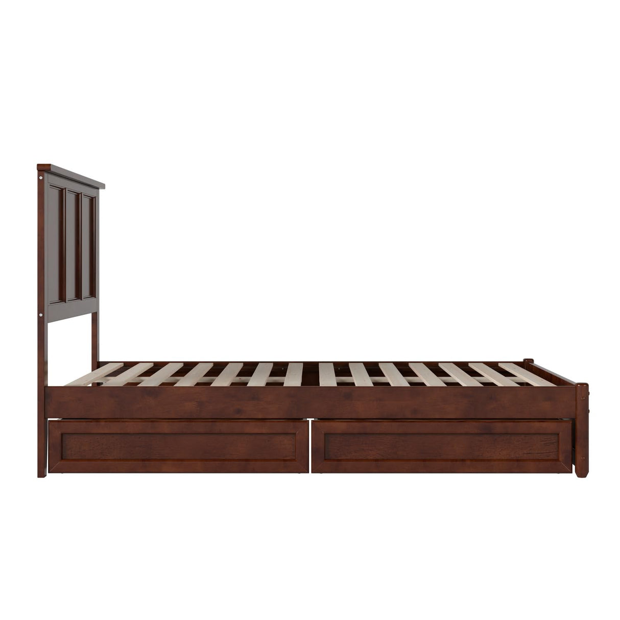 Felicity Full Platform Bed with Panel Footboard and Storage Drawers, Walnut