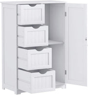 Bathroom Floor, 22” x 12” x 32” Wooden Cupboard w/1 Door & 4 Drawers, Freestanding