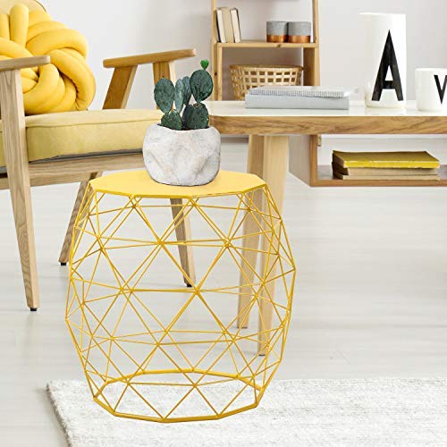 Home Garden Accents Wire Round Iron Metal Stool Side End Table Plant Stand Chair Hatched