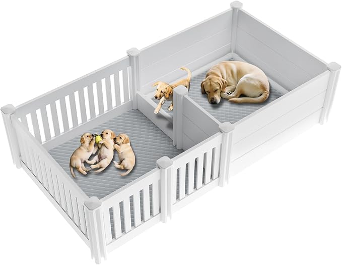 Whelping Box with Pig Rails - 48x48x18 Inch for Small to Large Breed Dogs