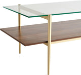 Glass Coffee Table, Clear Double Layer Glass Coffee Table