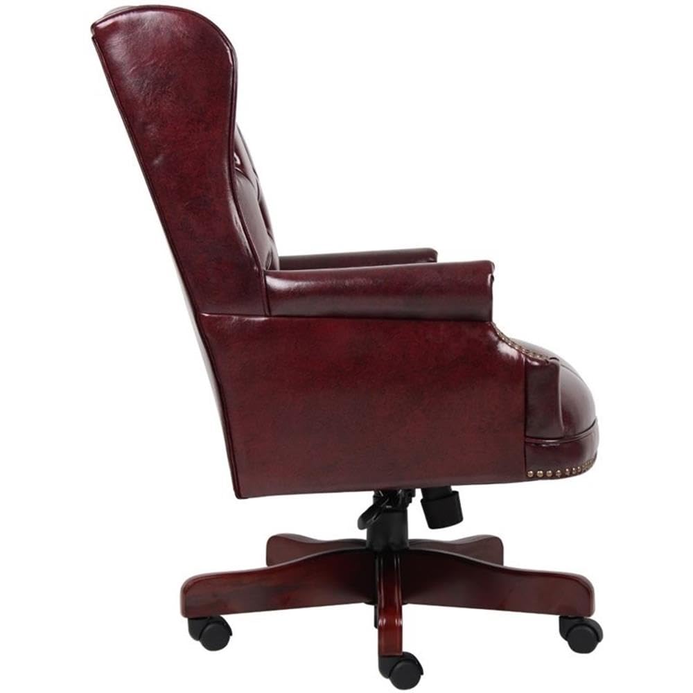 Traditional Faux Leather High Back Tufted Executive Chair - Red