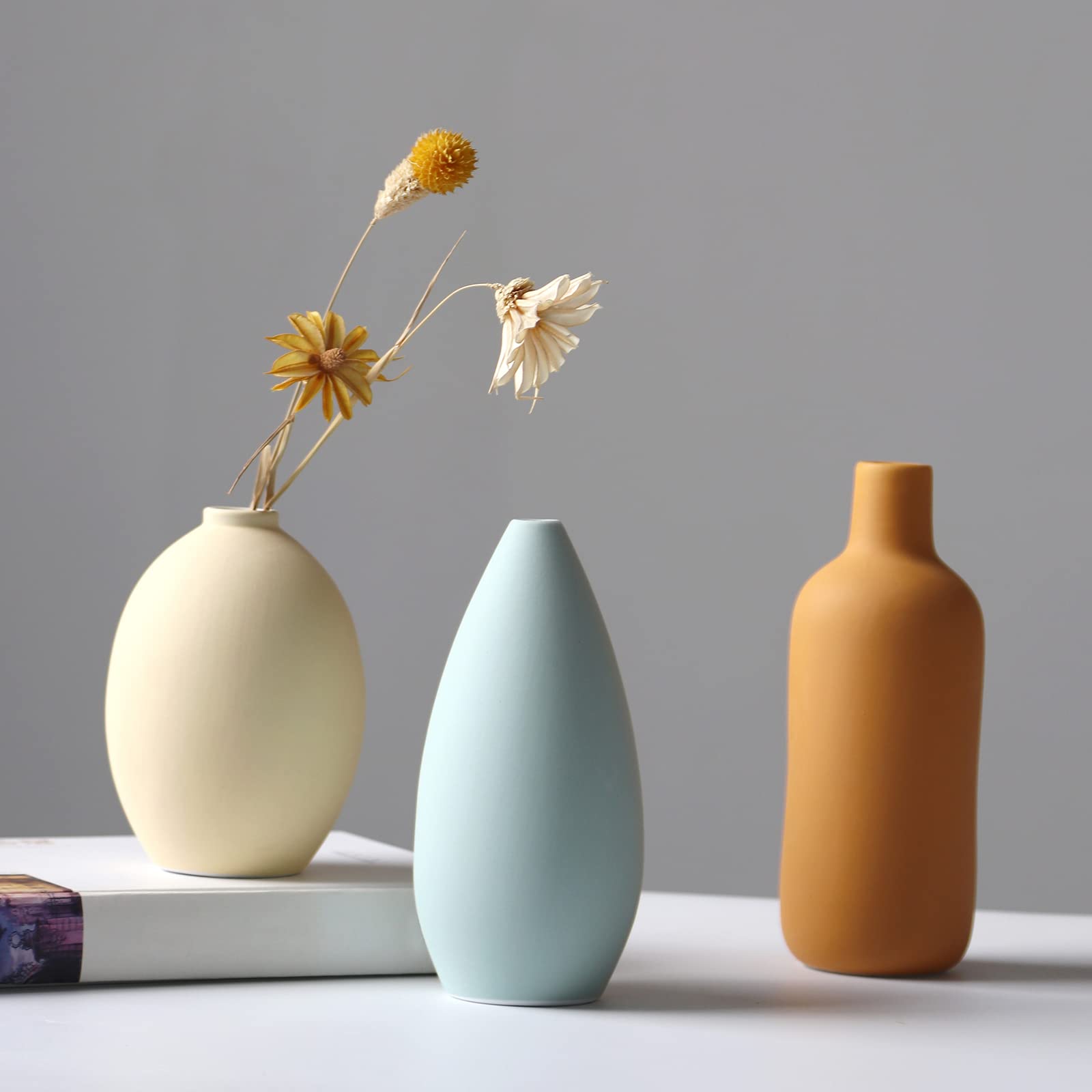 Vase Set of 3, Flower Vase Minimalism Style for Rustic Home Decor