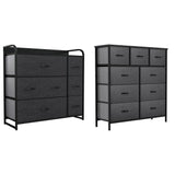 Fabric Dresser with 7 Drawers - Storage Tower (Black/ Grey) & 9 Drawers-Fabric Storage Tower