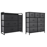 Fabric Dresser with 7 Drawers - Storage Tower (Black/ Grey) & 9 Drawers-Fabric Storage Tower