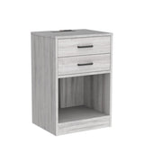 Nightstands Set of 2,Grey Nightstand with Charging Station & Drawers