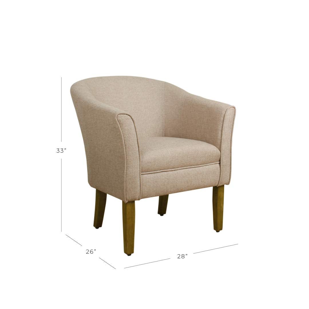 Modern Barrel Accent Chair, Flax Brown