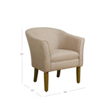 Modern Barrel Accent Chair, Flax Brown