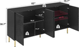 63'' Sideboard Buffet Cabinet, Black Storage Cabinet with 4 Doors, Modern Credenza