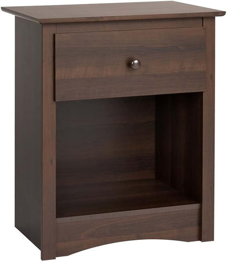 Sonoma Traditional Tall Nightstand Side Table with 1 Drawer and Open Shelf,