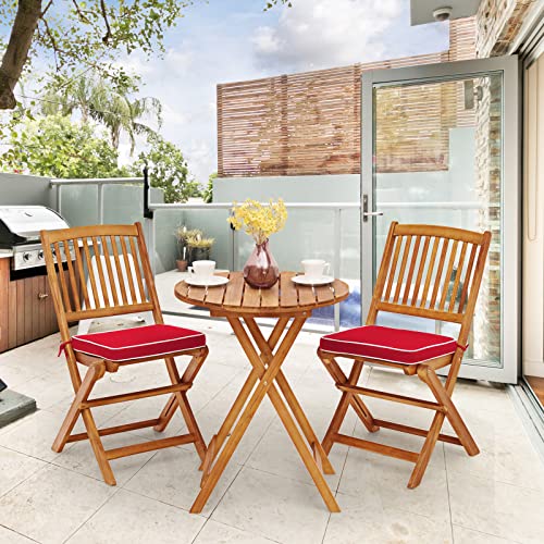 3 Pieces Patio Bistro Set, Acacia Wood Folding Bistro Set with Round Coffee