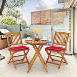 3 Pieces Patio Bistro Set, Acacia Wood Folding Bistro Set with Round Coffee