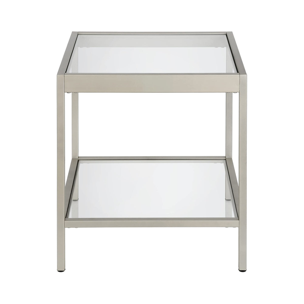 20" Wide Square Square Side Table in Nickel, Table for Living Room, Bedroom