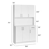 Kitchen Pantry Cabinet, 71” Tall Pantry Storage Cabinet, Large Freestanding Kitchen Hutch Storage Cabinet with 6 Doors and Drawer for Kitchen Dining Room, White