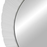 Contemporary Fluted Texture Decorative Round Wall Mirror, 20", White