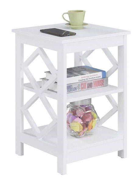 Diamond End Table, White