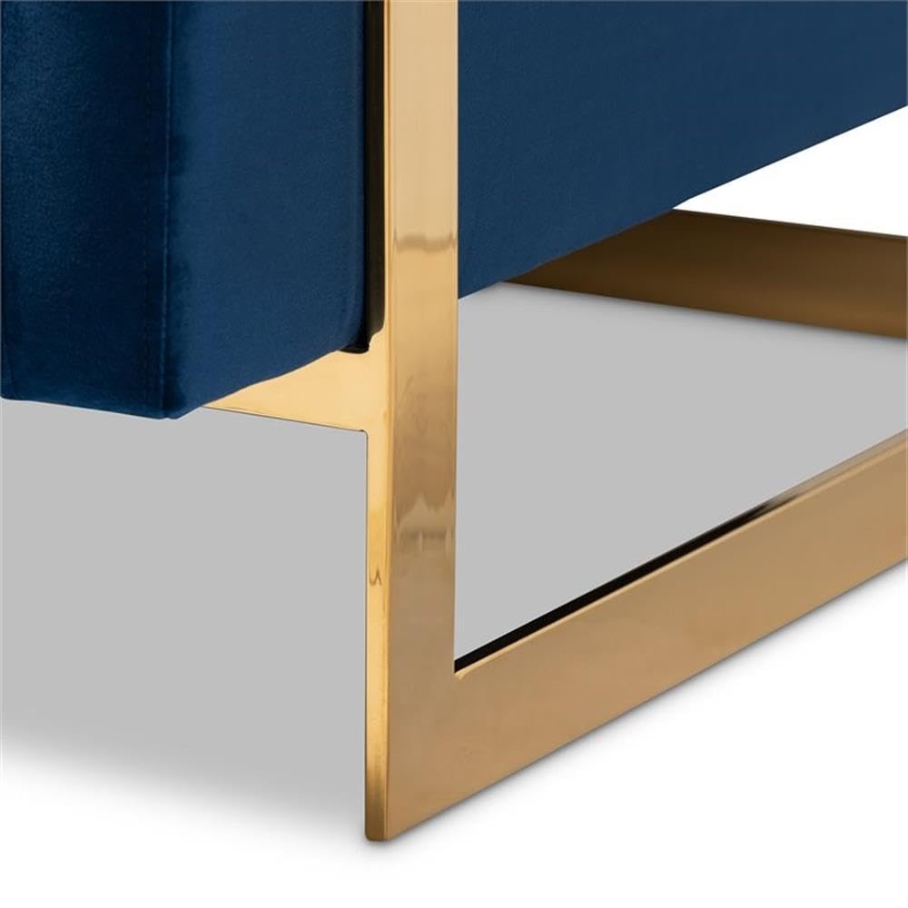 Matteo Velvet Fabric with Gold Finish Accent Chair in Royal Blue