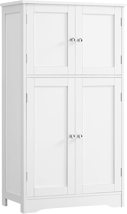 Storage Cabinet, Bathroom Cabinet with 4 Doors & Adjustable Shelf, Cupboard, Bathroom