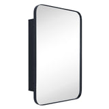 Matt Black Recessed Bathroom Mirror Wall Cabinet with Mirror Stainless Steel Frame