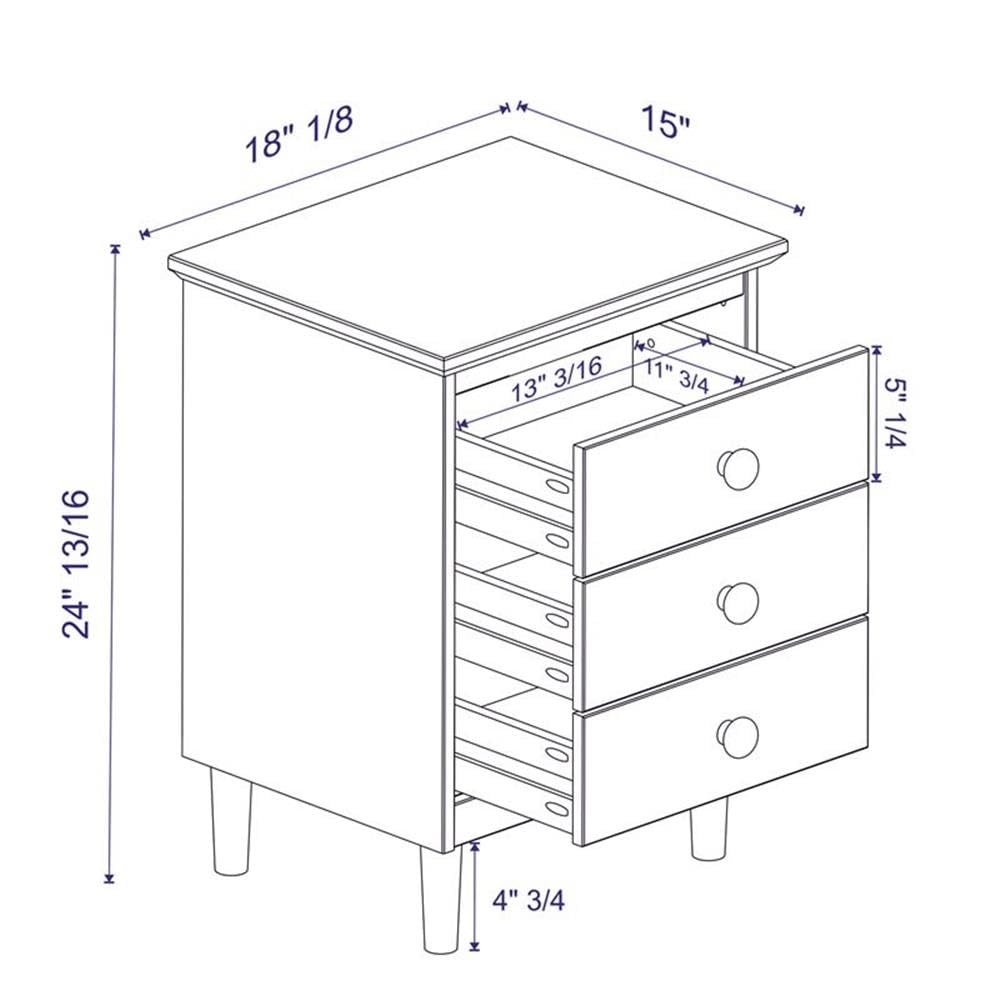 Myron Modern 2 Piece Solid Wood 3 Drawer Nightstand Set