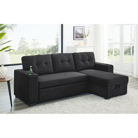 Upholstery Polyester Blend Fabric Convertible Sectional Sleeper Sofa