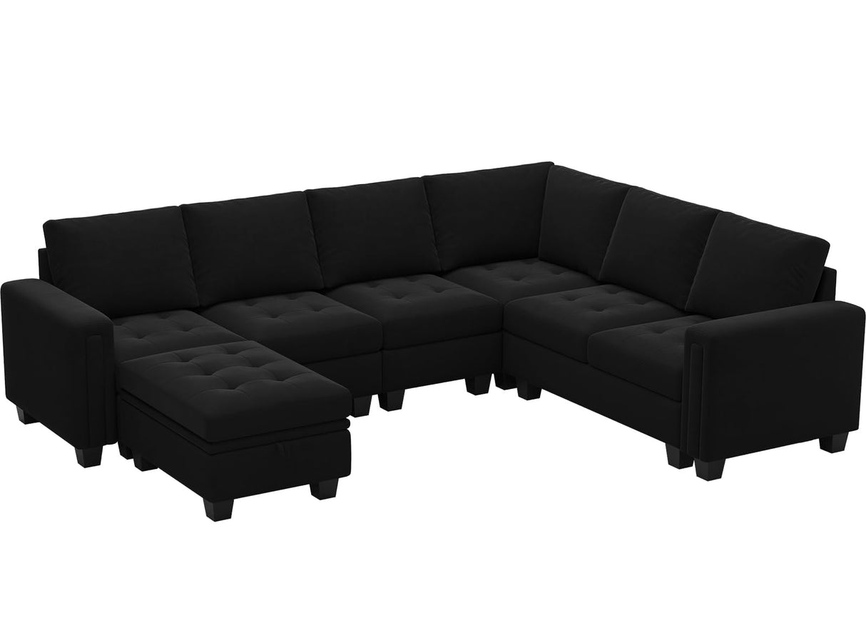 Modular Sectional Sofa Couch 7-Seater Convertible Sectional Sofa Velvet Modular Sectional