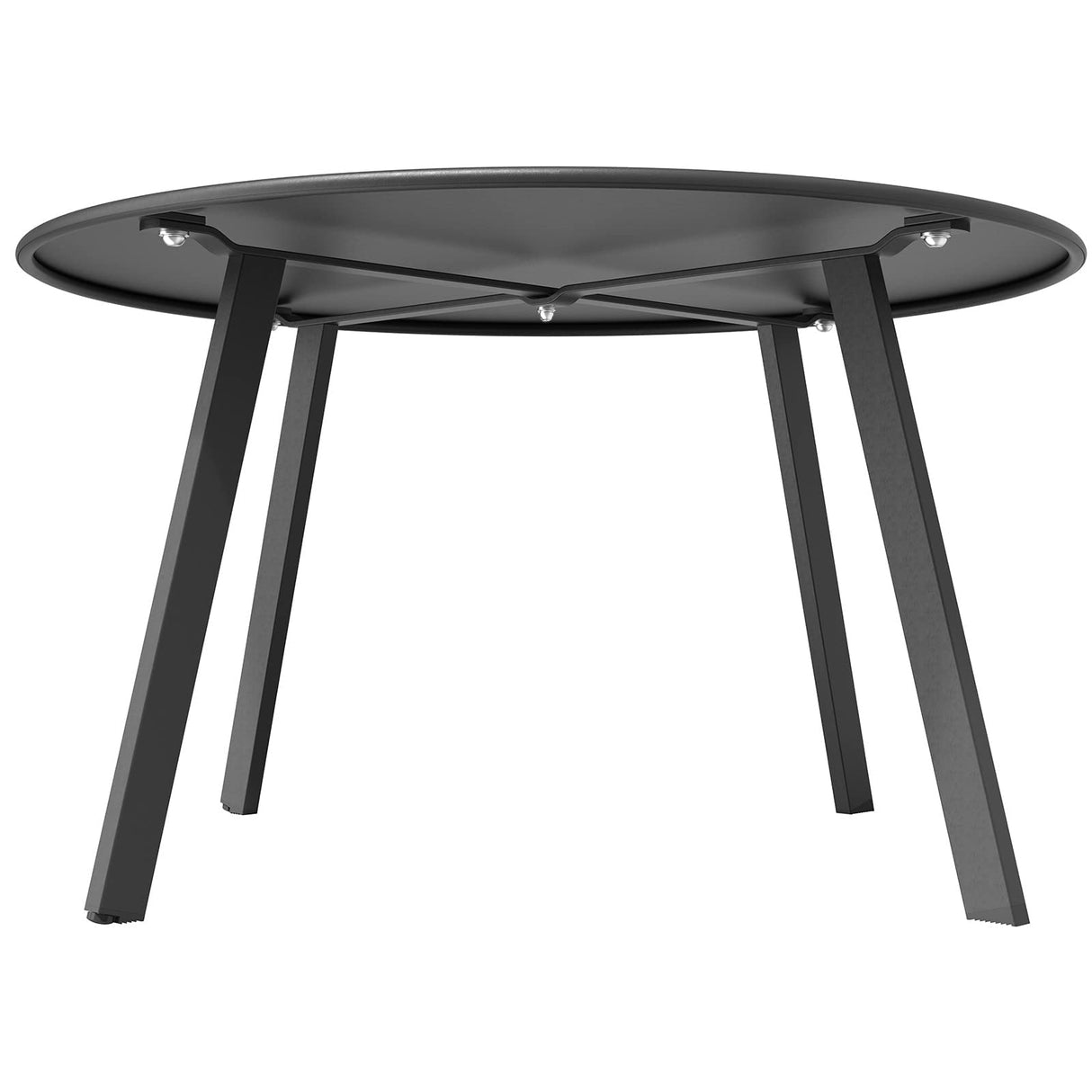 Round Steel Patio Coffee Table, Weather Resistant Outdoor Large Side Table