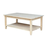 Solano Coffee table, 42 in W x 25 in D x 18 in H, Unfinished