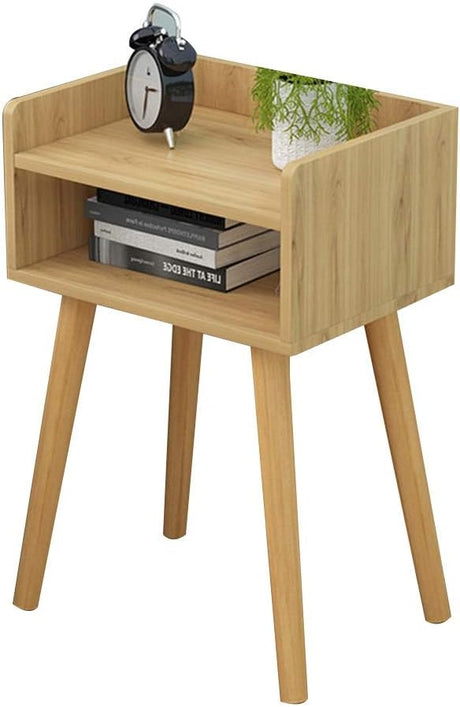 Nightstand Modern Multifunctional Storage Cabinet Solid Wood Legs Bedroom Nightstand