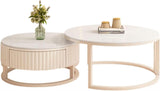 MACoffee Table Round Table Sturdy Decorative Table，Nesting Coffee Tables Set,1 Drawer，2 Sizes,Luxurious Side Table (Size : 60 * 33cm+80 * 45cm)