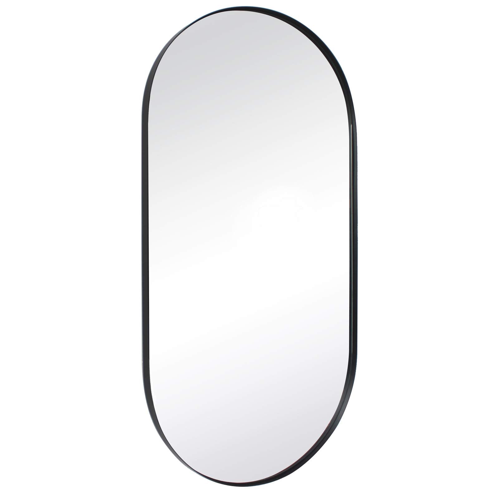 Black Oval Bathroom Mirror  Pill Shaped Oblong Vanity Mirror Metal Framed