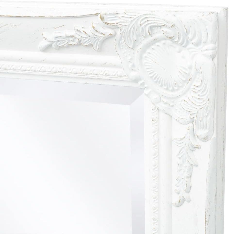 Classic Wall Mirror, White 47.2"x23.6", Baroque Style Wooden Frame