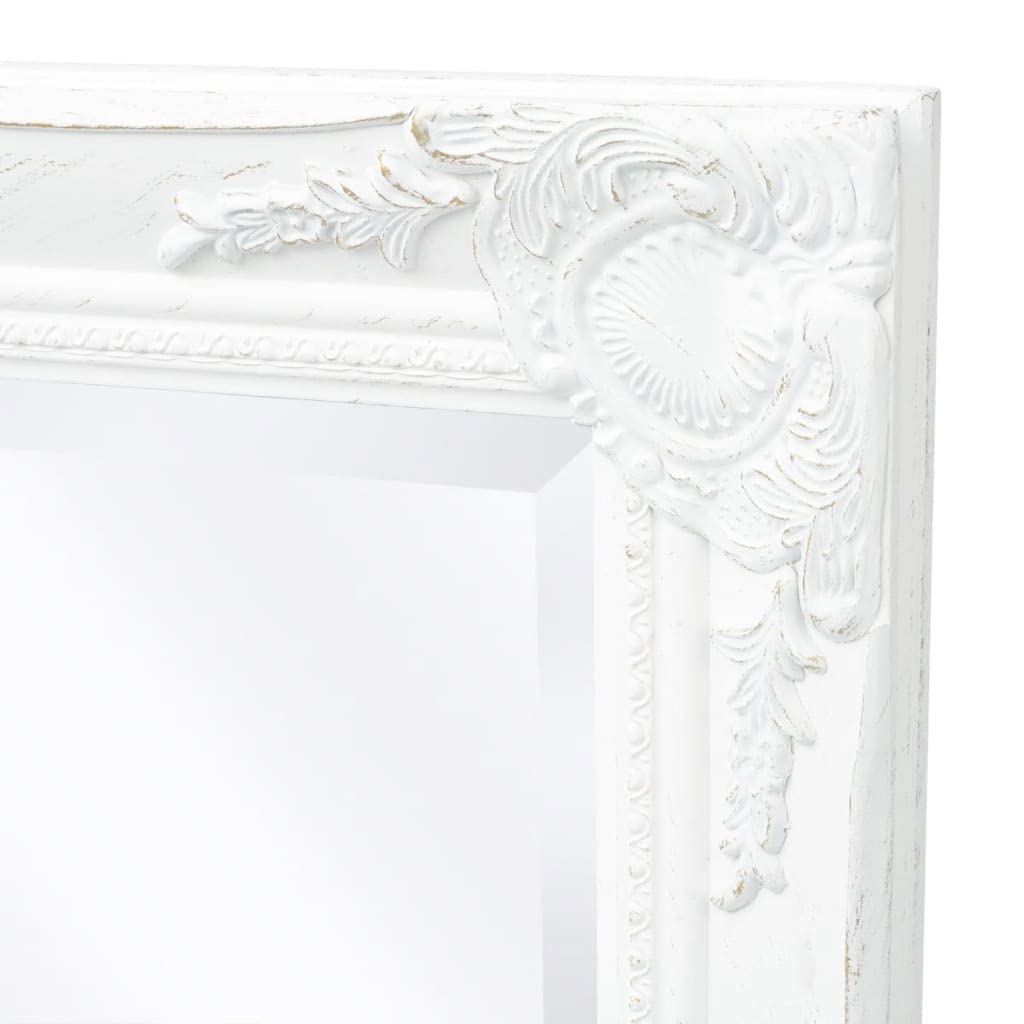 Classic Wall Mirror, White 47.2"x23.6", Baroque Style Wooden Frame