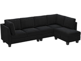 4 Seater Sectional Sofa with Reversible Chaise, Velvet L Shaped Sofa Sectional Couch