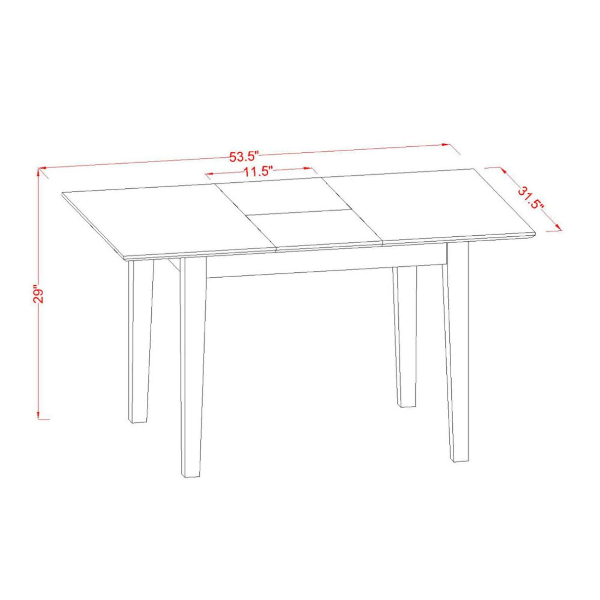 NOFR5-MAH-05 5Pc Dining Set Includes a Rectangle Dinette Table with Butterfly Leaf and Four Parson Chairs with Doeskin Fabric, Mahogany Finish