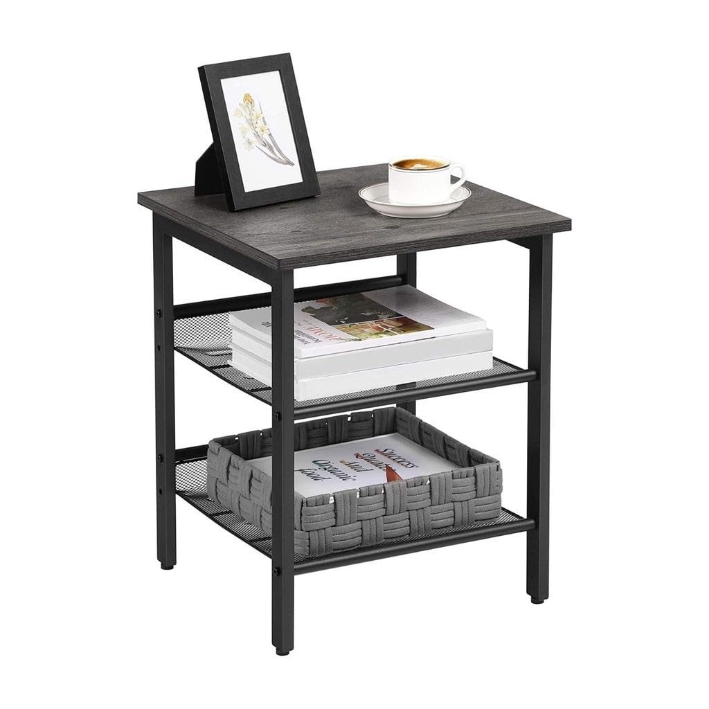 Nightstand, Set of 2 Side Tables, End Tables with Adjustable Mesh Shelves